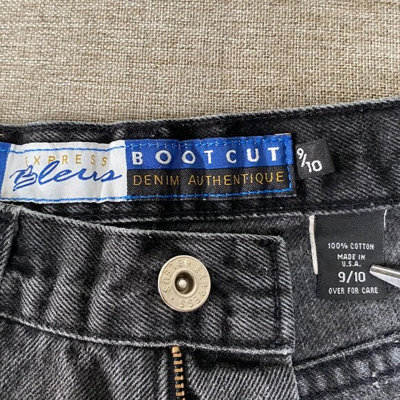 Vintage Express Bleus Bootcut Denim Jeans Women's 9/10 High Rise Black USA VTG - Picture 5 of 15